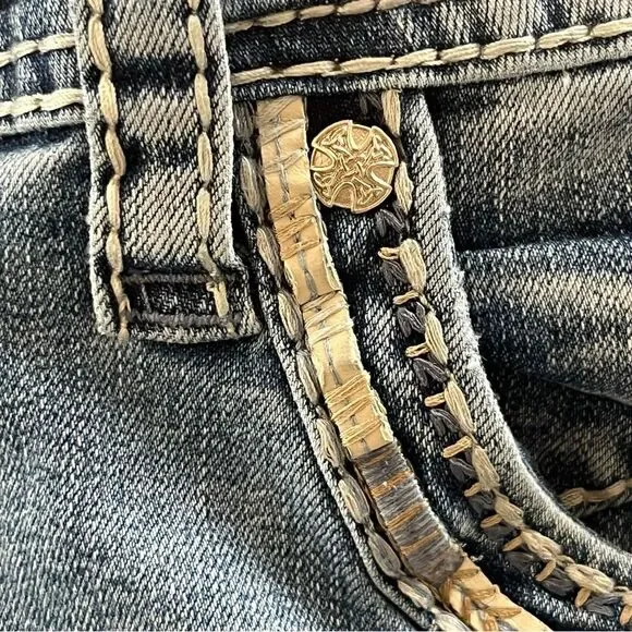 MONTERO Men's Bootcut Jeans Size 36 Modern Cowboy Embroidered Whipstitch - Picture 7 of 11